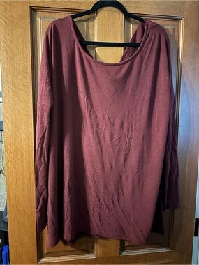 Swell Long Sleeve Scoop Neck Top - Wine